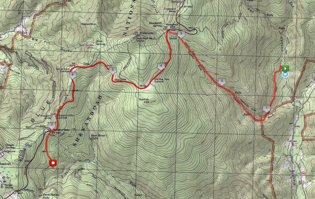 Shenandoah National Park Topographic Map