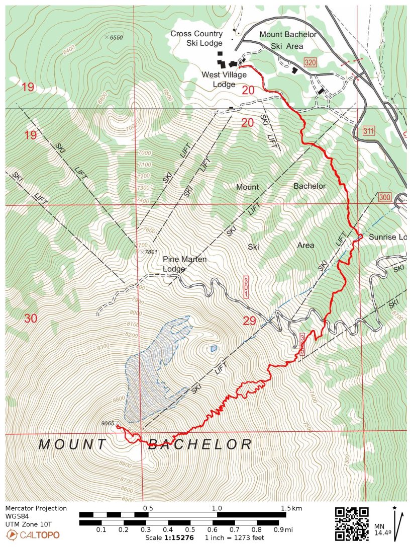 mount bachelor map