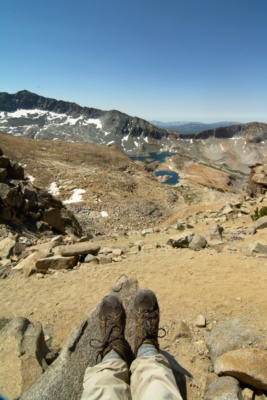 Looking South from Red Peak Pass. Upper Ottoway Lake is visible red peak pass yosemite backpacking hiking wilderness