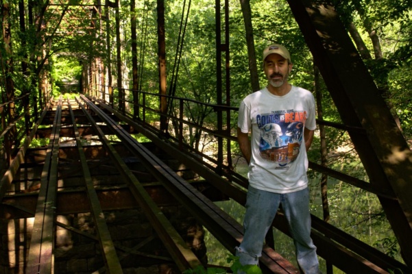 Dad on the iron bridge indiana adventure hiking trail iron bridge