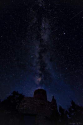 Another shot of the Milky Way and the Desert View watchtower, this time without the lights! milky way desert view watchtower astrophotography grand canyon national park