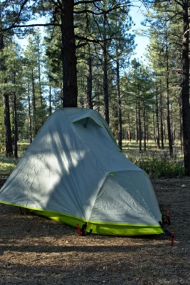 My cozy little one-person tent at the Ten X campground near the Grand Canyon camping tent home