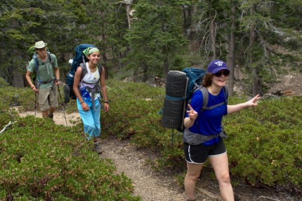 Even after lots of hard-fought elevation change, everyone is still smiling! mount san bernardino backpacking