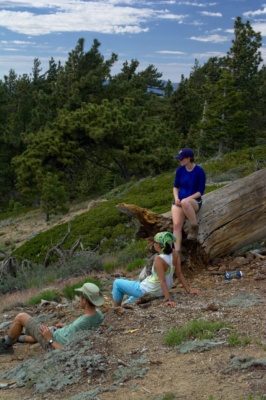 After a long afternoon of hiking, we stop to admire the view backpacking mount san bernardino rest