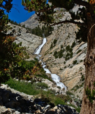 A regular sight in the Sierras: a thunderous cascade! sierra nevada mountains wilderness cascade