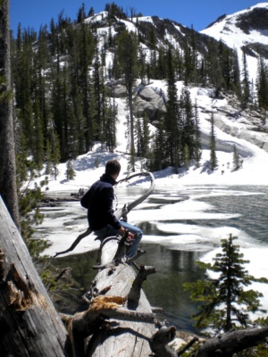 After a long day of hiking, it's nice to relax and admire the scenery edith lake sawtooth mountains wilderness