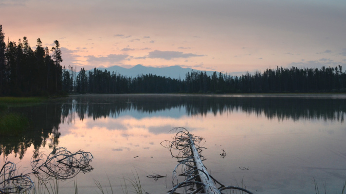 I love the soft, pastel colors here pettit lake dawn sawtooth mountain wilderness