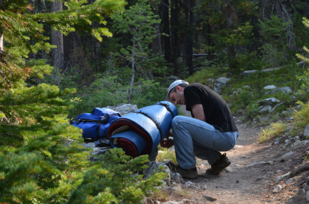 Yeah... our packing technique could use a LOT of work. backpacking sawtooth mountain wilderness