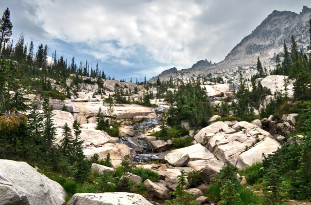 There's something charming and wild about water cascading down rock faces. cascade sawtooth mountain wilderness