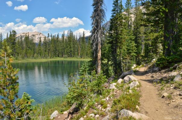 A beautiful emerald-colored lake virginia lake sawtooth mountain wilderness