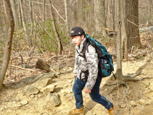 Sean makes his way up the mountain purdue outing club backpacking