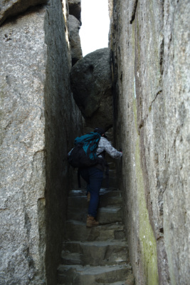 Sean traverses a staircase Old Rag, Shenandoah National Park