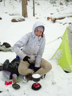 Who needs to go to the river to get water when you're sitting on it? winter camping backpacking