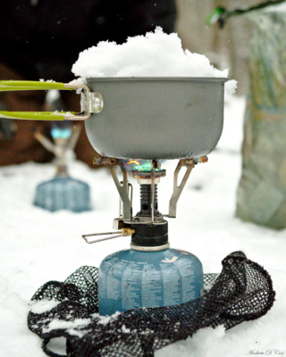 I couldn't resist melting snow like a storied winter adventurer winter camping backpacking