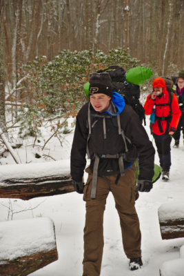 Grant in the Snow winter backpacking shenandoah national park