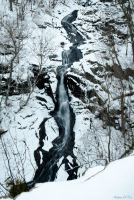 The overlook above this cascade was labeled "Views" winter cascade shenandoah national park