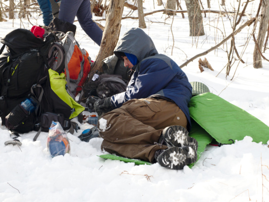 Grant begins to boil water winter camping shenandoah national park backpacking