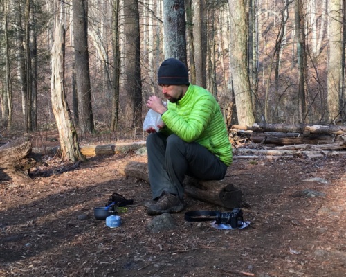 Yours truly, enjoying warm granola, coconut milk, and vanilla whey protein! Photo credit: Cedar shenandoah national park camping breakfast