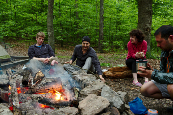 Group members brought all sorts of food, ranging from steak and brats to freeze-dried backpacking food. campfire camping cooking