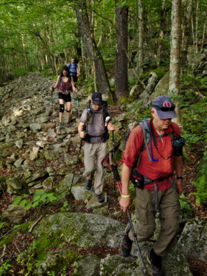 Peter, Ryan, Jen, and Kyle navigate the ankle-turning terrain dolly sods wilderness trail