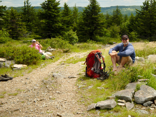 Ana and Jim relax at our lunch spot dolly sods wilderness backpacking