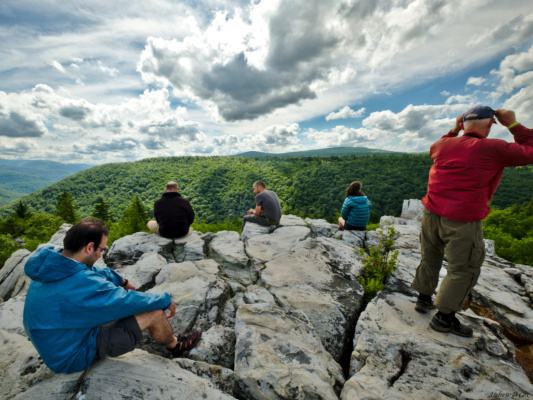 Group members enjoy the view from the high rocks