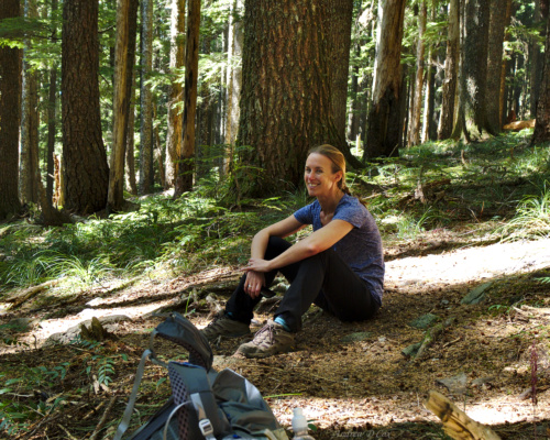 Diane is glad to be done with the steep uphill as well! mark o hatfield wilderness