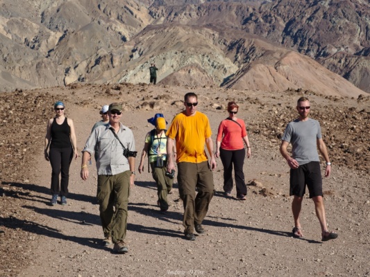 The majority of our group is pictured here walking back to the cars after checking out a vista from Artist's Drive. death valley DCUL group