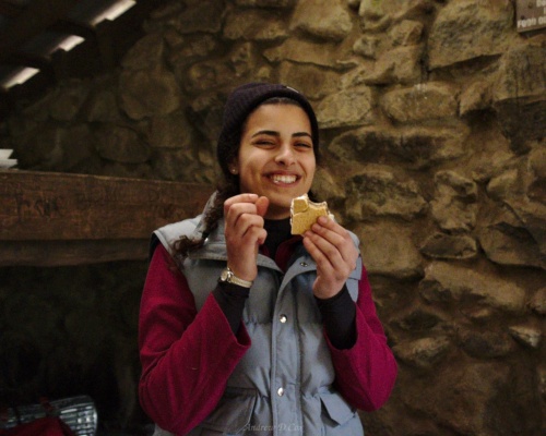 Lulu enjoys the delicious marshmallow, chocolate, and graham cracker dessert