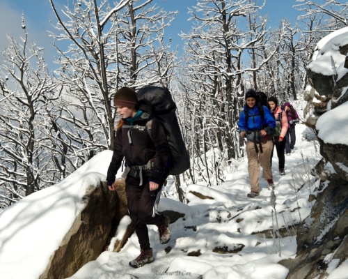 Perhaps the greatest part of clear skies - we get to see the sun once more! smoky mountains winter backpacking
