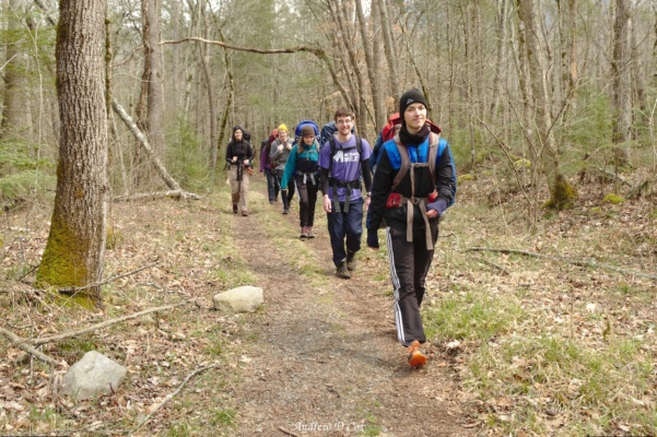 The crew saunters down the Sugarlands Trail smoky mountains sugarlands trail