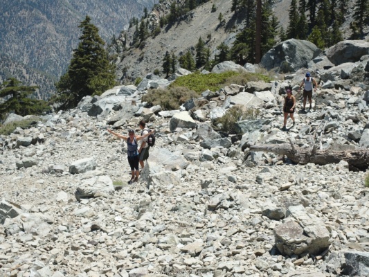 Amanda is enjoying the downhill hiking mount san antonio hiking