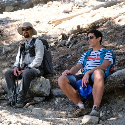 Sometimes we even find shade with read-made seats! Photo credit: David icehouse canyon shade