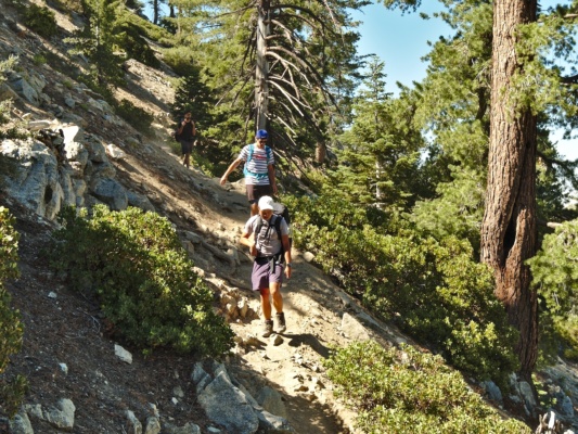 After reaching the Icehouse Canyon Saddle, the trail dips downward for a short while icehouse canyon saddle trail