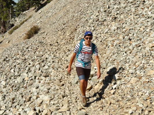 The final push begins with switchbacks over fields of scree cucamonga backpacking scree