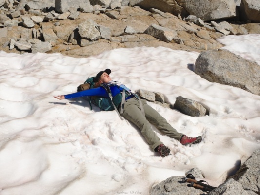 It's not every July day that you can make a snow angel! sierra high route snow