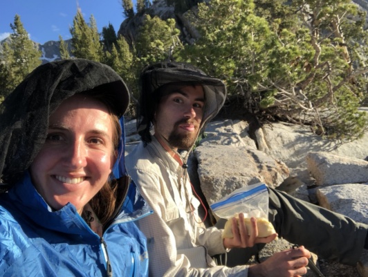 There are fewer mosquitoes up here since thanks to the stiff breeze! Photo credit: Amanda sierra high route camp food