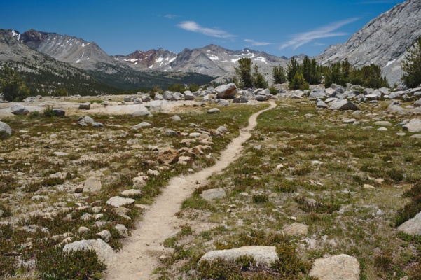 After days of cross-country travel, we cruise down the level, smooth JMT sierra high route john muir trail