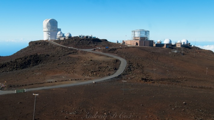 A small "city" of telescopes and observatories is located here on the top of the mountain. haleakala science city