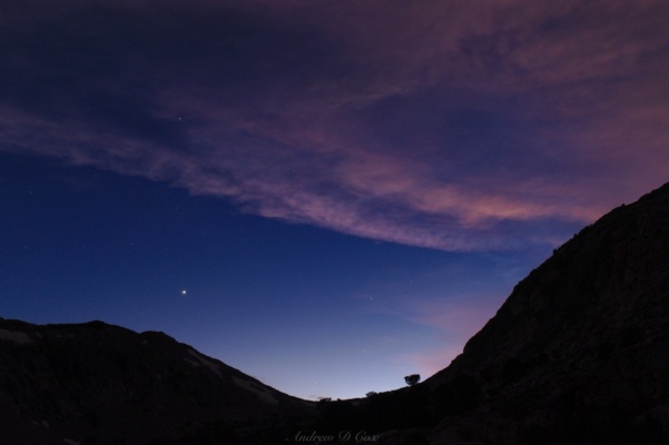 A little color remains in the clouds as the stars begin to come out sierra nevada dusk