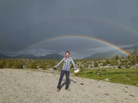 The sunshine is great, but the rainbows are amazing! humphreys basin rainbow
