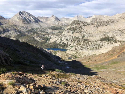From Red Pass, we descend over a thousand feet to reach Marion Lake. Photo credit: Amanda sierra high route red pass