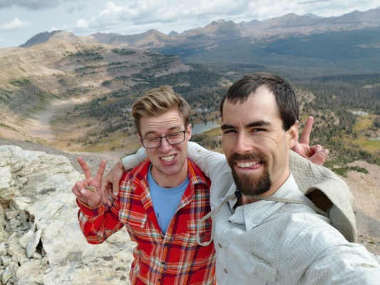 Brian and I take a selfie with the epic views from the top of the plateau uinta mountains selfie