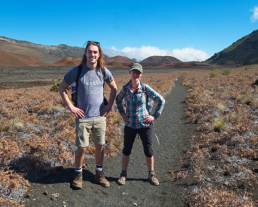 After several hours of walking, we reach the valley floor! haleakala valley hiking