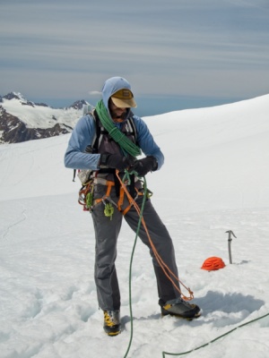 Kevin ties into the rope american alpine institute guide