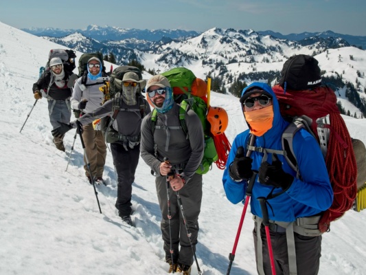 We pause mid-hike, so I take the opportunity to snap a photo mount baker backpacking
