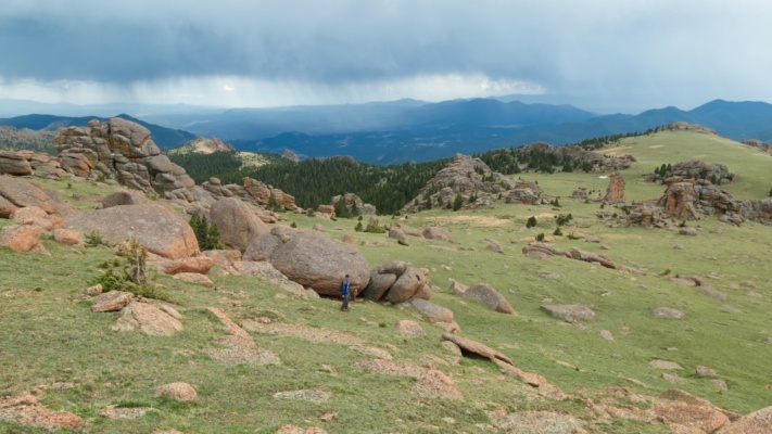A storm blows by without dropping any precipitation on us as we descend from Bison Peak lost creek wilderness