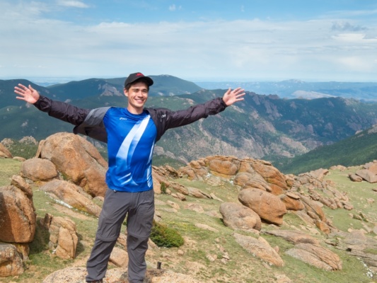 Josh on the summit of Bison Peak lost creek wilderness