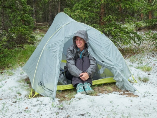 When the hail starts, we peek out to find the world transformed to wintertime lost creek wilderness