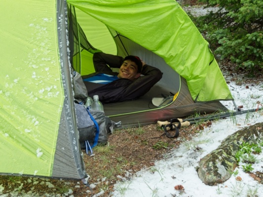 We're warm and dry despite the abundant ice covering the ground lost creek wilderness